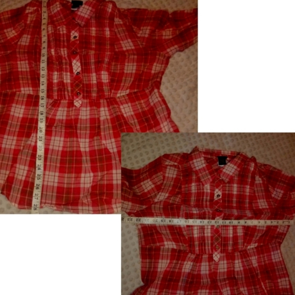Torrid Top Size 1 Red Plaid Flounce Babydoll NWOT - Picture 9 of 10